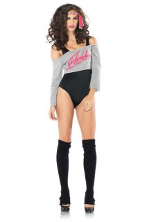 Sexy Licensed Flashdance Bodysuit Off Shoulder Sweatshirt Outfit Set