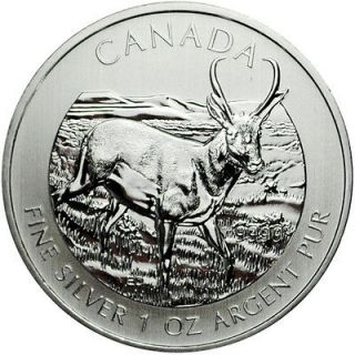 FINE SILVER FIVE DOLLAR CANADIAN ANTELOPE QUEEN ELIZABETH II COIN