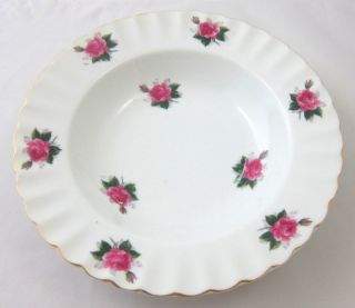 Vibrant Vintage Bond Ware Porcelain Hand Painted Soup Bowl With Rose
