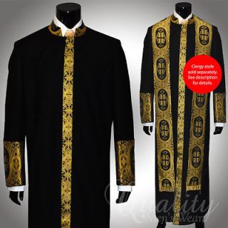 Clergy Robe Cadillac 54 Black Gold Cassock Royalty Cross Embroidery
