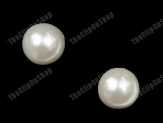 WHITE/CREAM 8mm ROUND FAUX PEARL clip on MAGNETIC stud EARRINGS no