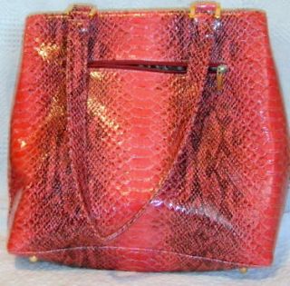 THE FIND Dark Pink Reptile Print Leather Handbag Bag Purse Shopping