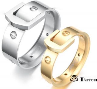 Matching Titanium Steel Promise Screw Belt Ring Couple Wedding Bands