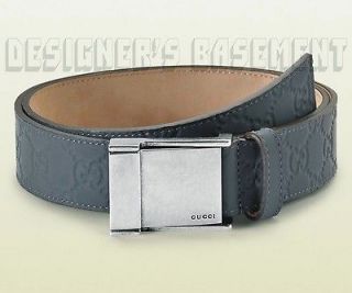GUCCI black Neoprene GUCCISSIMA leather LOGO Engraved buckle belt NWT
