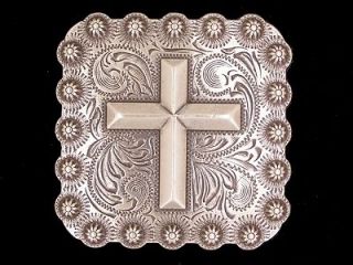 Western Decor Silver Cross (6) 1 Square Conchos