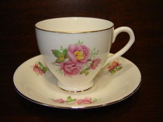 Vintage Bone China Cup & Saucer, Pink Roses, Elizabethan, Taylor