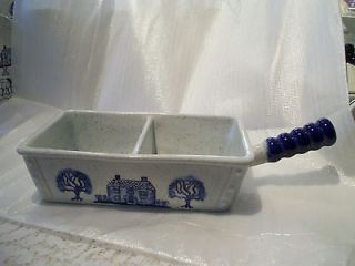Metlox Poppytrail Provincial Blue Divided Serving Dish with Handle