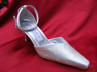 Ruby   Ivory Hand Beaded Wedding Shoes in Standard & Wide Fit. Low
