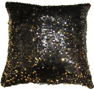 EGs009 Black Gold 6mm Sequins w/ Velvet Cushion Cover/Pillow Case