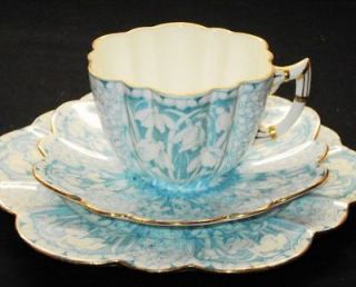 SHELLEY PALE BLUE WILEMAN Snowdrop TEA CUP AND SAUCER TRIO
