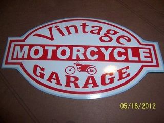 FOR SALE 4X 7VINTAGE MOTORCYCLE GARAGE (Red & White) Vinyl STICKER