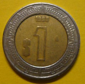 1998 Un Peso $1 Mexico Coin Estados Unidos Mexicanos Clad Foreign