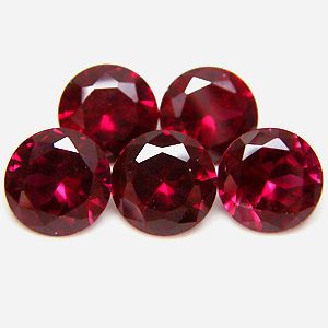 Round 7mm Synthetic Red Ruby #5 Loose Gemstone Lot