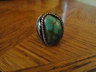 Mens Ladies Sterling Silver Turquoise Ring Tribal Made old