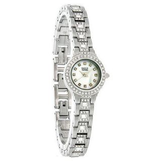 David Tutera Ladies Silver Tone CZ Tennis Bracelet Dress Quartz Watch