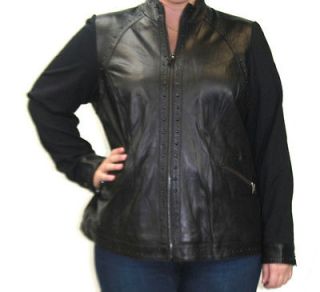 MARINA RINALDI by MaxMara Babbo Black Studded Leather Jacket US 22W
