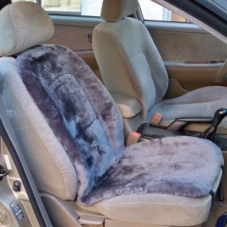 Genuine White/gray Long Wool Sheepskin Car Seat Covers Cover Pair