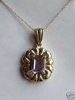 CUT AMETHYST 9K YELLOW GOLD PENDANT & CHAIN GREAT CONDITION