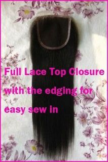 100% Brazilian Soft Natural Remy Human Hair 4x4 full lace top