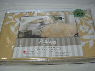 STYLE HAPPY Louise Yellow/Grey Full/Queen DUVET COVER & Shams Set