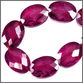 Lab Synthetic Ruby Flat Oval Beads 6x8mm #64491