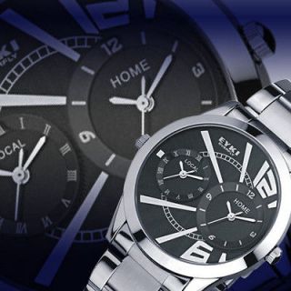 NEW Luxury 2 Display Quartz Steel Fashion Men EYKI Wrist Watch reloj