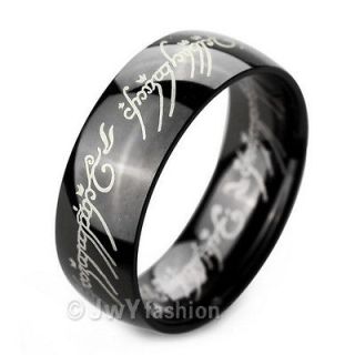 US Size 7,8,9,10,11,12,13 Black The Lord of Rings Stainless Steel Mens