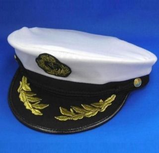 EMBROIDERED CAPTAIN HAT WITH EMBLEMS ships sailing ocean costume party