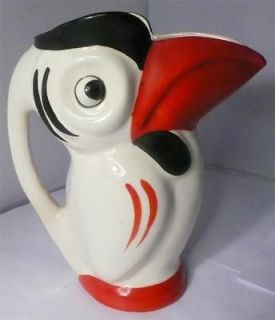 Art Deco DITMAR URBACH Toucan pitcher hand painted made in
