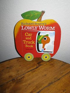 RICHARD SCARRY LOWLY WORM CAR AND TRUCK BOOK WITH WHEELS RARE 1983