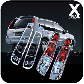 XTrail MK1 Chrome Tail Light Trim Rear Lamp Rim Cover Overlays Be