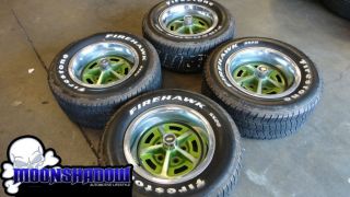 VINTAGE OLDSMOBILE CUTLASS 14 RALLY WHEELS & FIRESTONE FIREHAWK TIRES