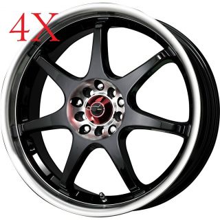 Drag Wheels DR 51 17x7 4x100 4x114 3 et40 Gloss Black Rims Crx Civic