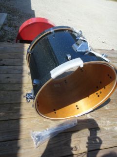 silverstar birch bass drum shell with rims & legs, green spk, u fix it