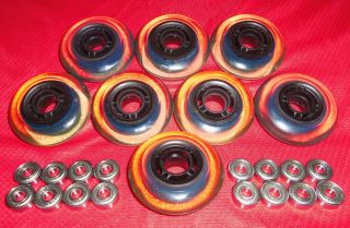 New 8 Inline Skate Wheels 77mm 80A with Bearings ABEC 5 608ZZ