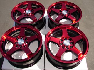 Red 4 Lug Wheels galant Forenza Accord Civic Tracer Fit Rims