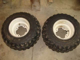 87 88 89 90 Kawasaki Mojave KSF 250 Rear Wheels Rims Tires ATV 22x11