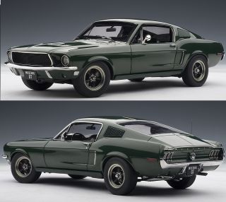 Autoart 72812 1 18 Scale 1968 Ford Mustang GT 390 Green Diecast Model