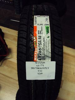 Maxxis at 771 285 75R16 8 Ply 122 119R Brand New Tire