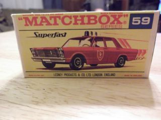 VINTAGE MACTHBOX CAR #59 SUPERFAST FIRE CHIEF CAR LESNEY PRODUCTS&CO