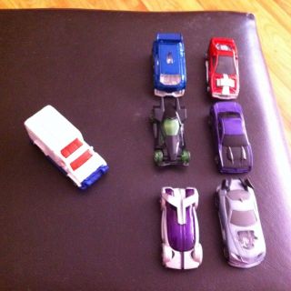 Lot of 6 Diecast Hotwheels Cars by Mattel and 1 Matchbox Car