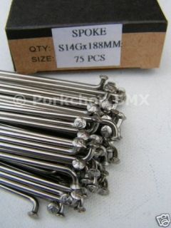 BMX Stainless Steel Spokes 14g 2 0mm 75 Ct 188mm 7 3 8