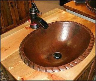 Copper Oval Drop In Self Rimming Rope Rim Design Vanity Bathroom Sinks
