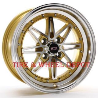 15 INCH STR505GM GOLD/MACH RIMS AND TIRES 4X100 ACCORD CIVIC FIT