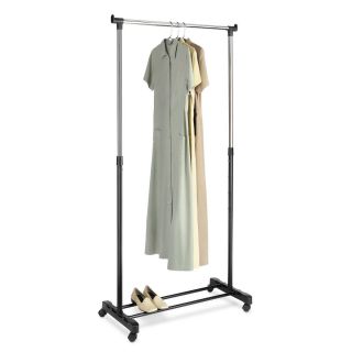 Whitmor Portable Organize Wheels Garment Rack Shelf Clothes Hanger