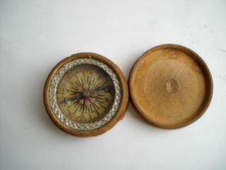 Old Antique Unusual Wood Cased American Compass Early 1800s Ornate