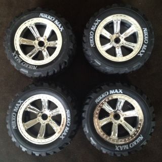 Nikko RC Off Road Tires Chrome Wheels