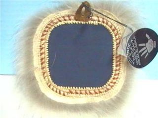 Alaska YUPIK Eskimo Basket Mask Caribou Fur Kipnuk Art