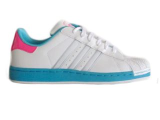 Adidas Superstar Stripes G62448 Damen Sneaker Schuh Weiß Blau Pink