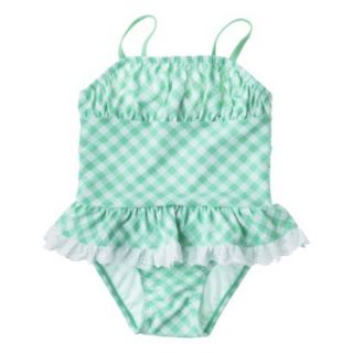 Circo Infant Toddler Girls Gingham Check 1 Piece Swimsuit   Blue 4T